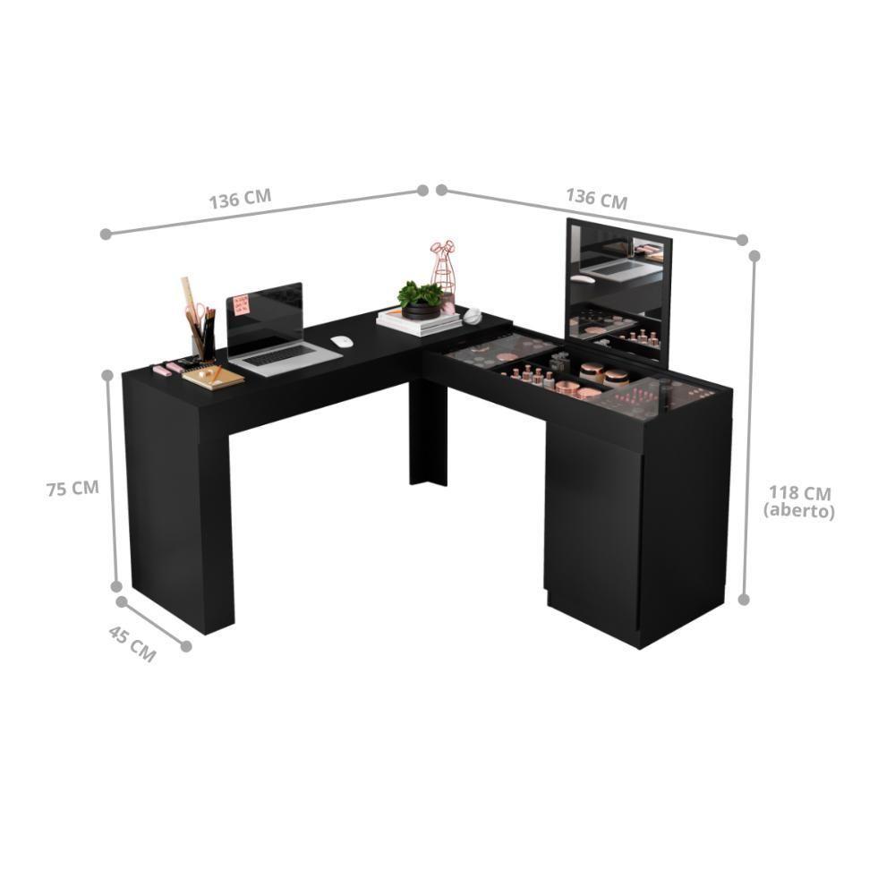 Gabinete Toucador Caelum Preto Fosco - 3