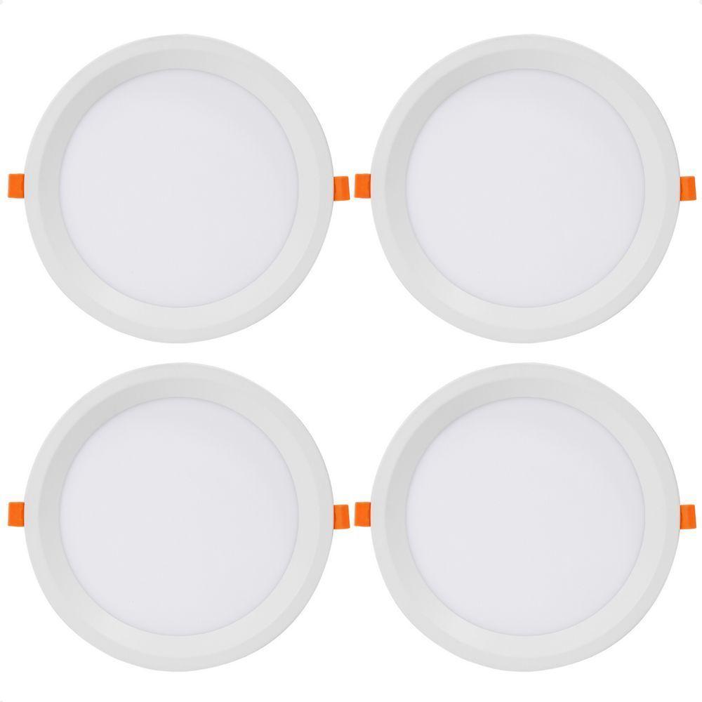 Kit 4 Painel De Led Redondo Embutir Recuado 24w Bivolt Taschibra 6500k Frio - 1