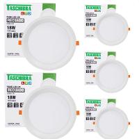 Kit 5 Painel De Led Redondo Embutir Recuado 18w Bivolt Taschibra 6500k Frio - 1