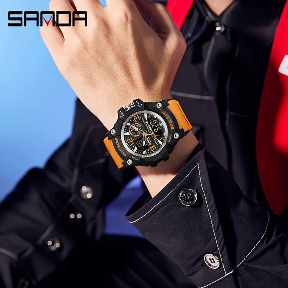 Relógio Esportivo Digital Multifuncional Resistente À Água 50m Alarme Preto Laranja - 2