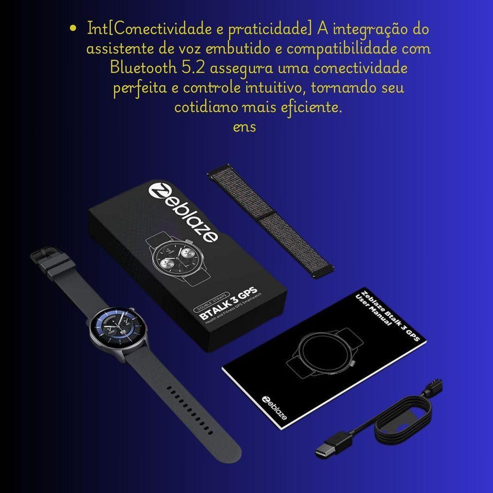 Relógio Zeblaze Btalk 3 1.43 Pulseira Dupla Chamada De Voz Saúde E Fitness Preto - 2