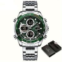 Relógio Esportivo De Luxo À Prova Da Água Com Funções De Data E Cronógrafo Aço Verde - 1
