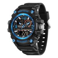 Relógio Esportivo Digital Multifuncional Resistente À Água 50m Alarme Preto Azul - 1