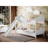 Beliche Infantil Marina Branco Com 2 Luminárias, Escorregador e Colchão - Divaloto - 1