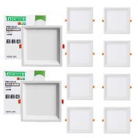 Kit 10 Painel De Led Quadrado Embutir Recuado 12w Bivolt Taschibra 6500k Frio - 1