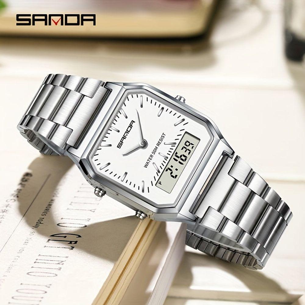 Relógio - Estilo Business Elegante À Prova Da Água Com Cronômetro Prata Branco - 2