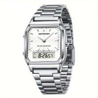 Relógio - Estilo Business Elegante À Prova Da Água Com Cronômetro Prata Branco - 1