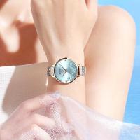 Relógio Feminino Em Aço Inoxidável De Quartzo Ultra Fino Romântico Impermeavel 3atm Azul - 3