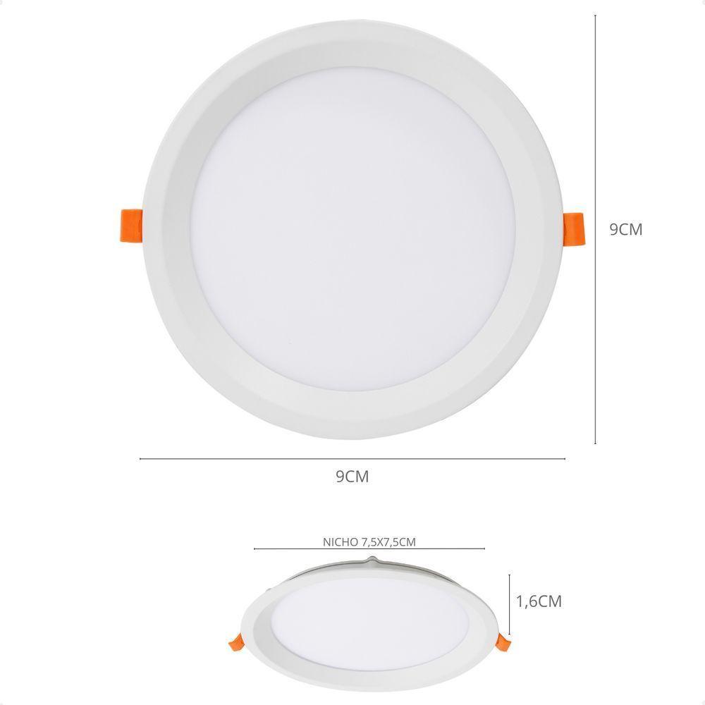 Kit 10 Painel De Led Redondo Embutir Recuado 6w Bivolt Taschibra 6500k Frio - 9