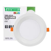 Kit 10 Painel De Led Redondo Embutir Recuado 6w Bivolt Taschibra 6500k Frio - 2