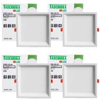 Kit 4 Painel De Led Quadrado Embutir Recuado 6w Bivolt Taschibra 6500k Frio - 1