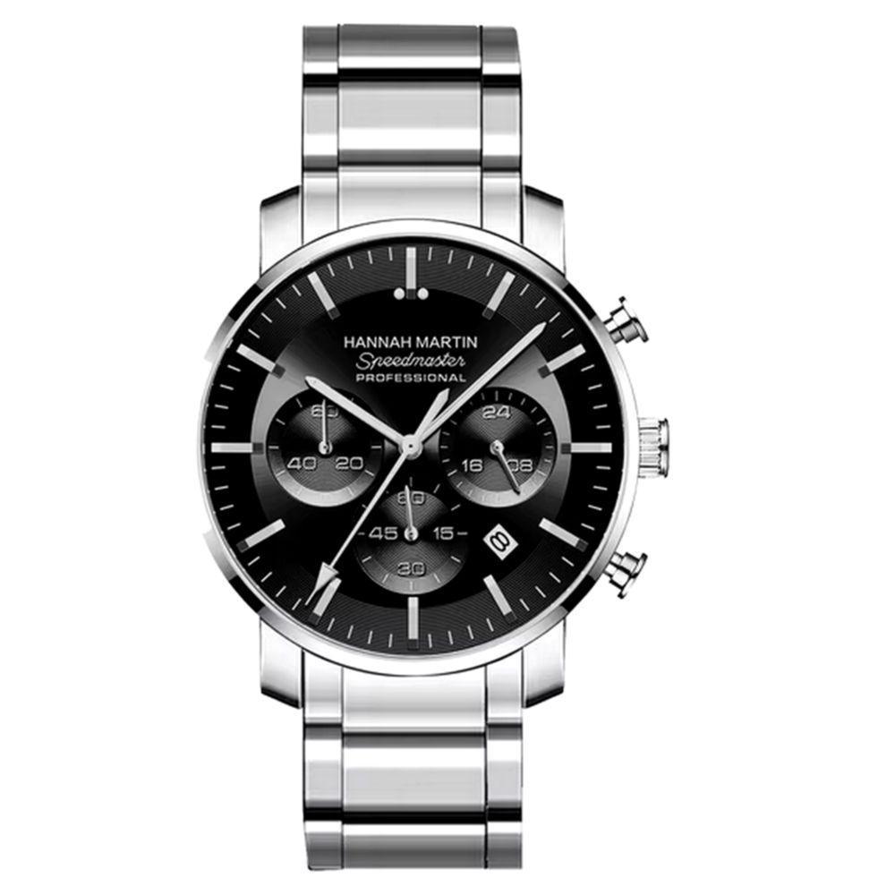 Relógio Masculino De Quartzo Multifuncional Em Aço Inoxidável À Prova Da Água Prata - 1