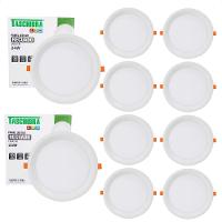 Kit 10 Painel De Led Redondo Embutir Recuado 24w Bivolt Taschibra 6500k Frio - 1