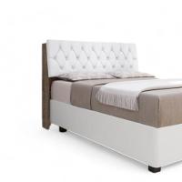 Cabeceira Estofada ísis Casal Chocolate Com Capitonê Branco - 2