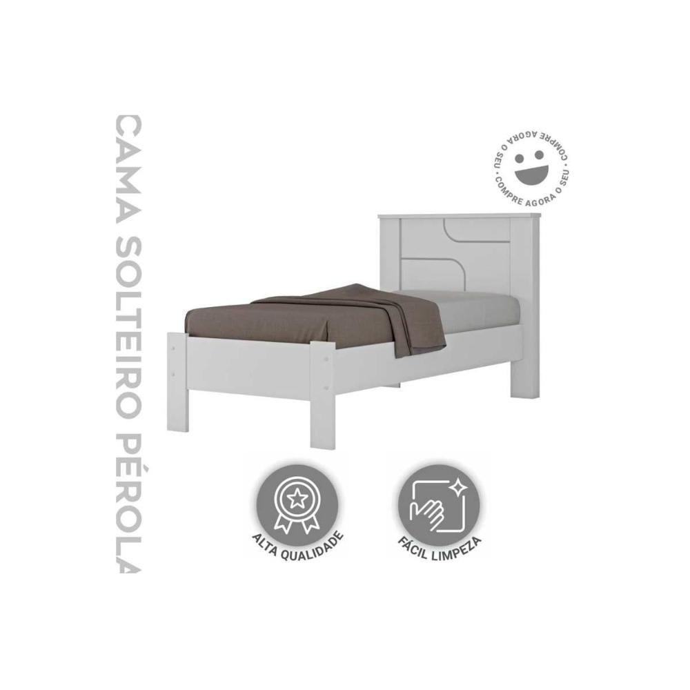 Cama Solteiro Pérola Cinamomo-off White - Conquista - 9