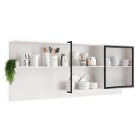 Armário Aéreo Para Cozinha Alpha 2504 Com 1 Porta Com Vidro Canelado 200cm Branco - 1