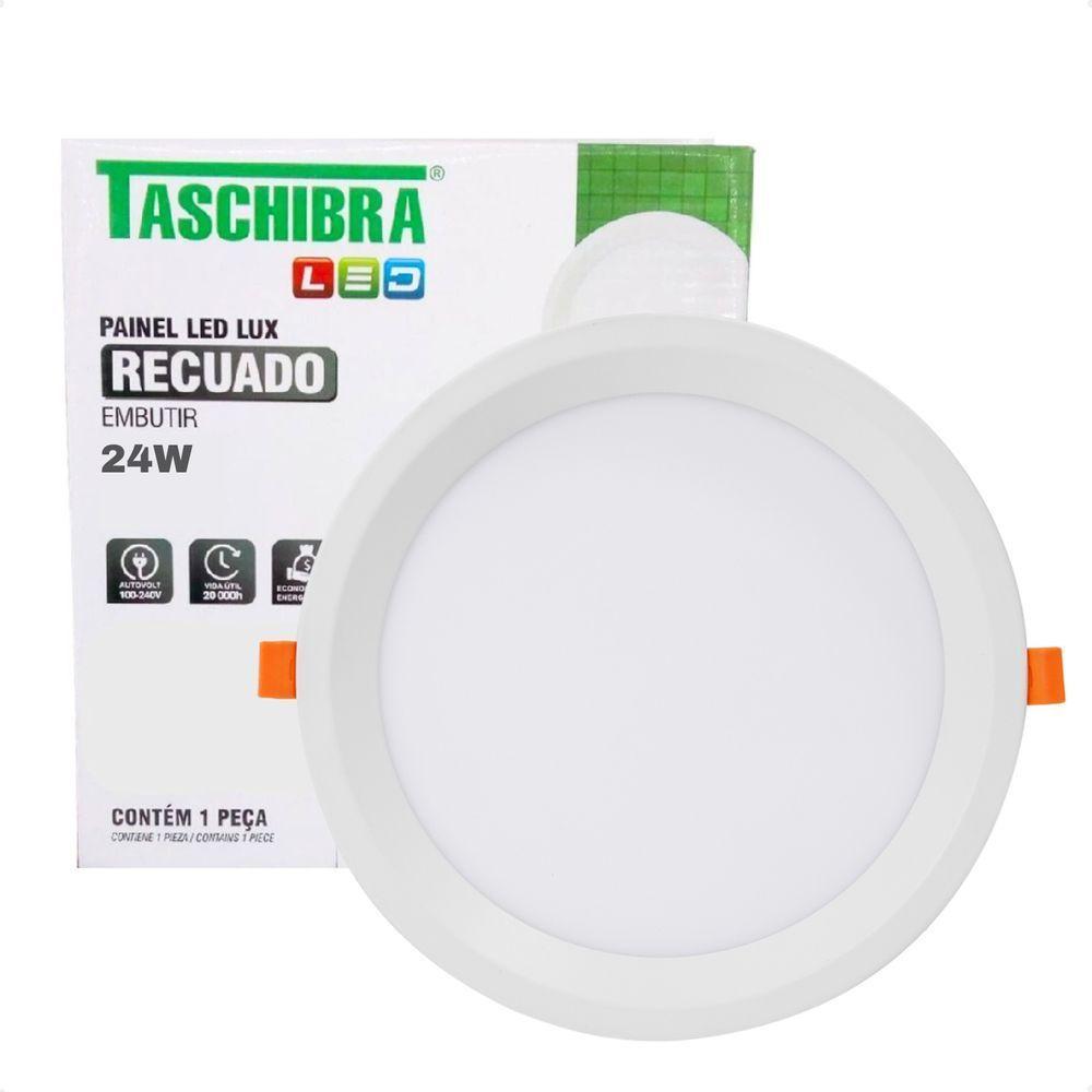 Kit 3 Painel De Led Redondo Embutir Recuado 24w Bivolt Taschibra 6500k Frio - 2