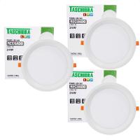 Kit 3 Painel De Led Redondo Embutir Recuado 24w Bivolt Taschibra 6500k Frio - 1