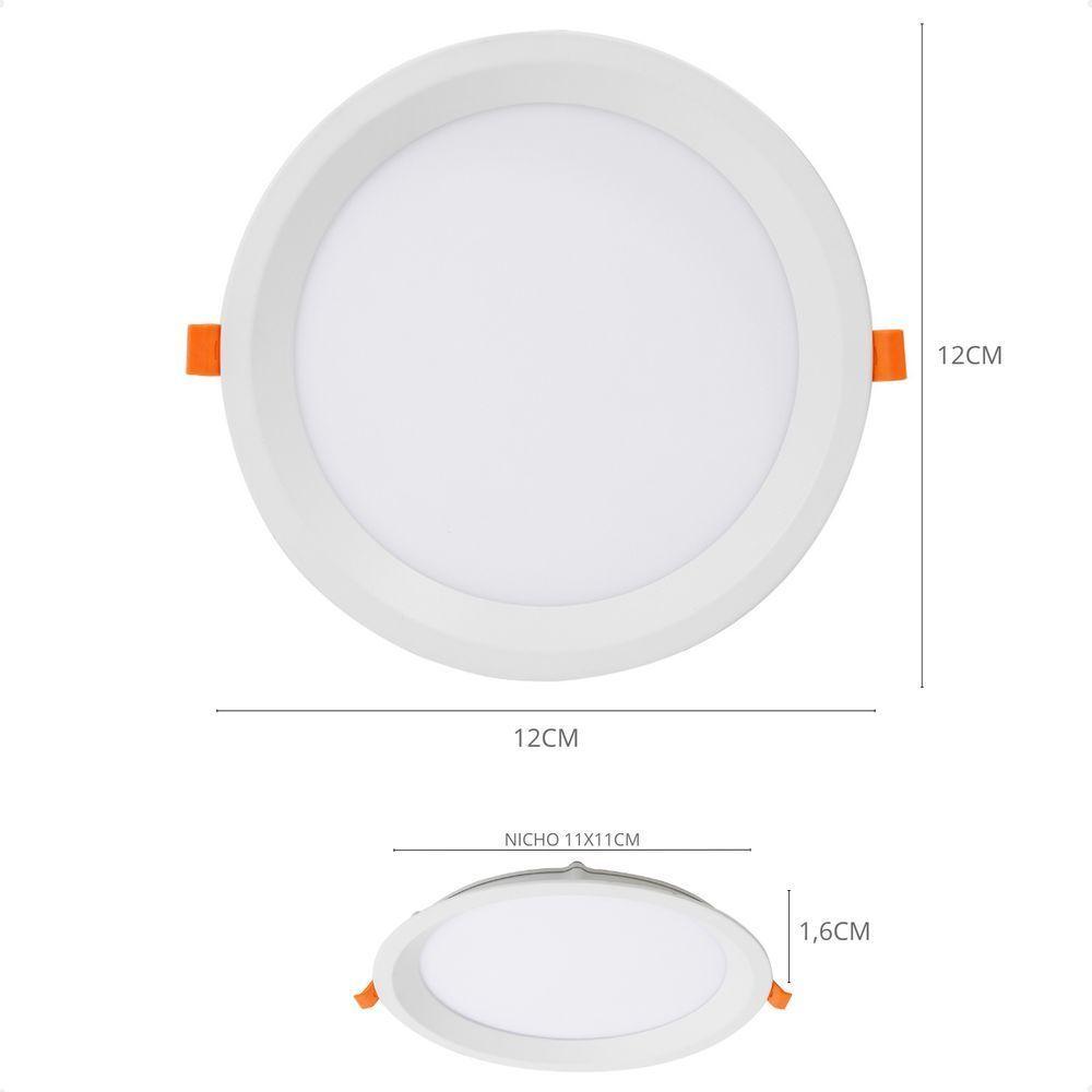 Kit 3 Painel De Led Redondo Embutir Recuado 12w Bivolt Taschibra 6500k Frio - 9