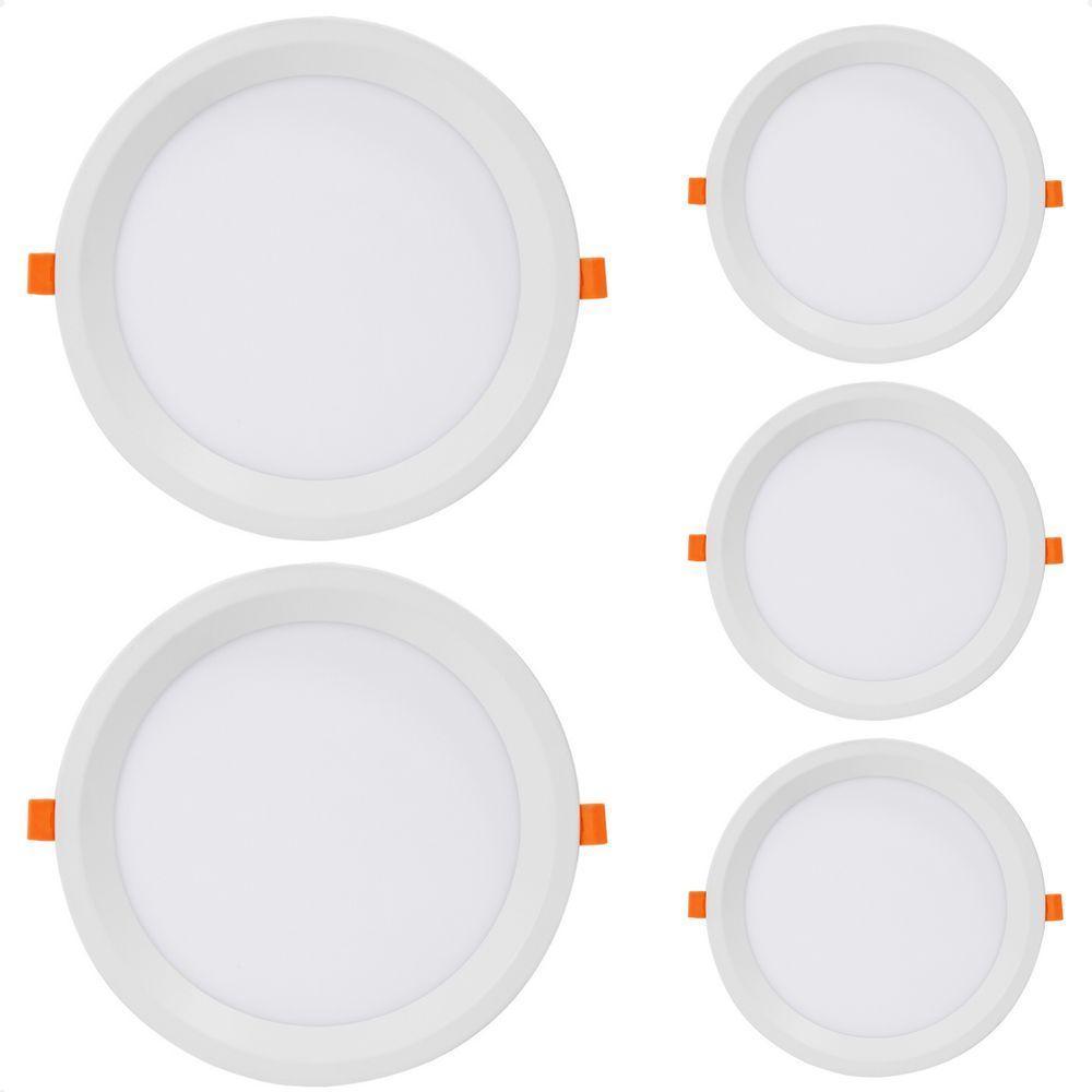 Kit 5 Painel De Led Redondo Embutir Recuado 24w Bivolt Taschibra 6500k Frio - 1