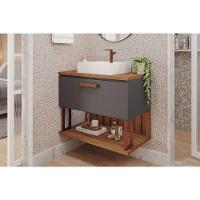 Gabinete De Banheiro Balcão Duna 1 Porta C-cuba 80cm Titanio-freijo - Mgm - 1