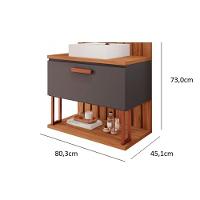 Gabinete De Banheiro Balcão Duna 1 Porta C-cuba 80cm Titanio-freijo - Mgm - 2