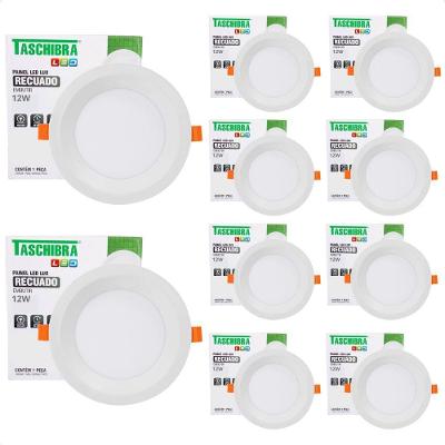 Kit 10 Painel De Led Redondo Embutir Recuado 12w Bivolt Taschibra 4000k Neutro