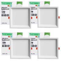 Kit 4 Painel De Led Quadrado Embutir Recuado 18w Bivolt Taschibra 6500k Frio - 1