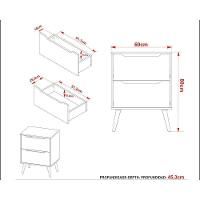 Gabinete De Banheiro C- Pés Bn3639 S- Cuba 2 Gavetas 60cm Branco - Tecno Mobili - 3