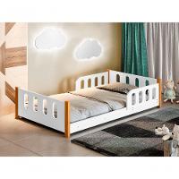 Cama Montessoriana Infantil Com Grade de Proteção Camila Branco Com 2 Luminárias - Divaloto - 1