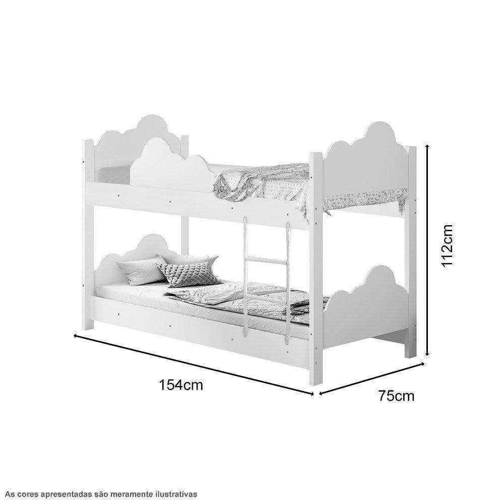 Beliche Infantil Marina Branco Com 2 Luminárias e Colchão - Divaloto - 4