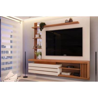 Painel Quarto P- Tv Até 55 Pol Marin C- 1 Porta E Torre Ripada 160x153cm Off White-freijó - Dj Móveis