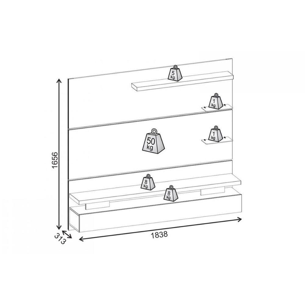 Painel Quarto P- Tv Até 55 Pol Greco C- 1 Nicho 183x165cm Off White-demolição - Dj Móveis - 3