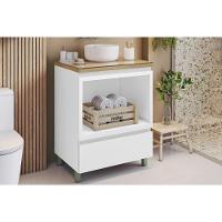 Bancada De Banheiro Balcão Rainha C- 1 Gaveta E 1 Nicho 70cm Branca-nature - Nesher - 1