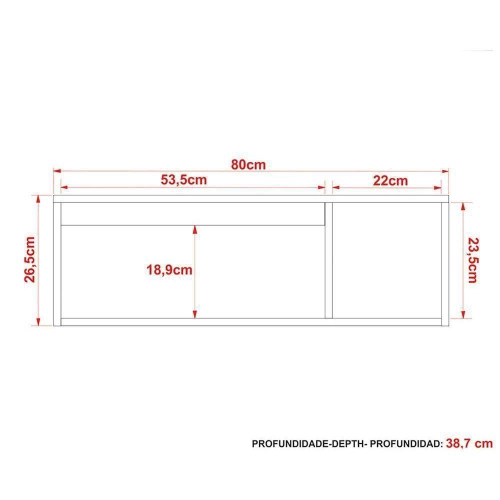 Conjunto De Banheiro Balcão Suspenso Bn3601 S- Cuba 80cm E Armário C- Espelho Bn3609 Branco - Tecno Mobili - 5
