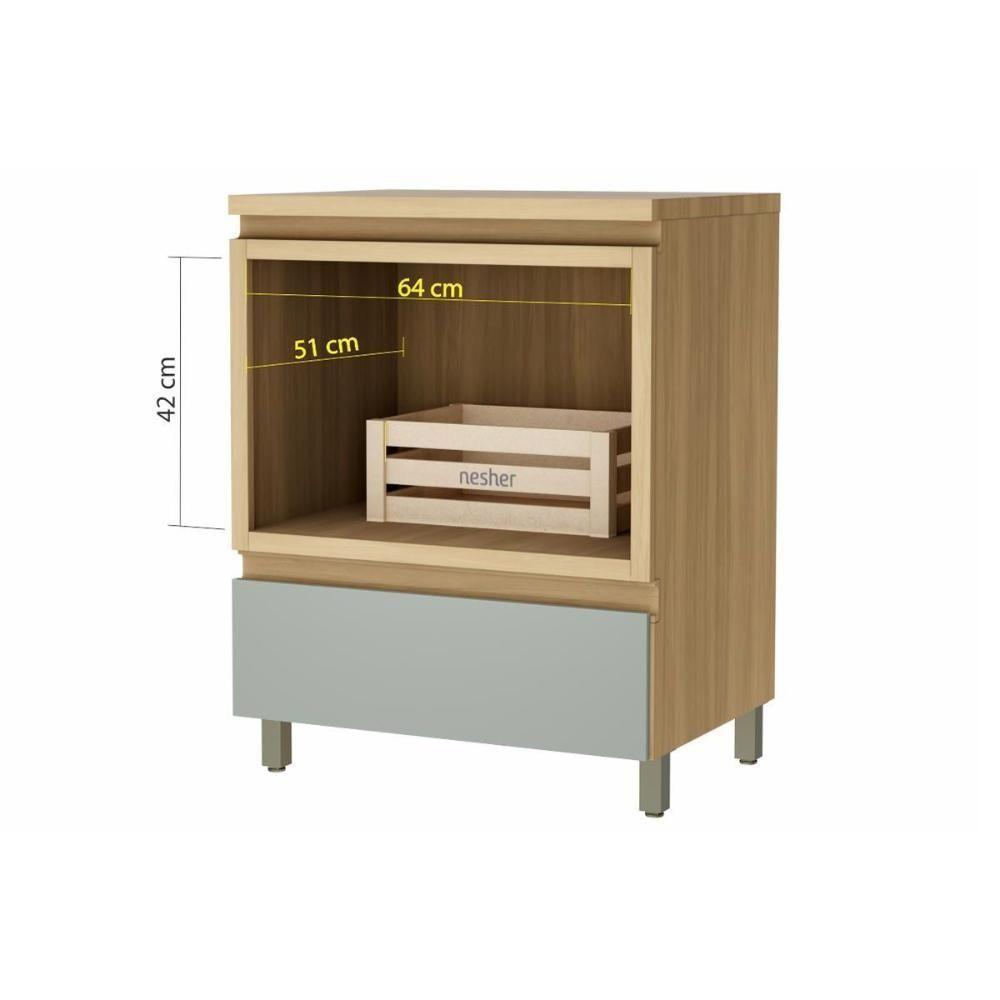 Bancada De Banheiro Balcão Rainha C- 1 Gaveta E 1 Nicho 70cm Nature-verde - Nesher - 3