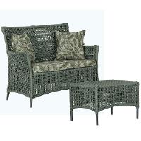 1 Sofá E Mesa Igapó Alumínio Preta Corda Náutica E5 Trama Verde - 1