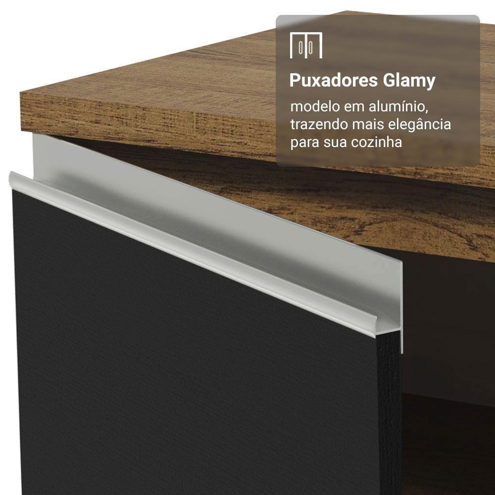 Armário De Cozinha Completa 549cm Rustic/preto Glamy Madesa 01 Rustic/preto - 6