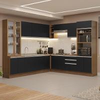 Armário De Cozinha Completa 549cm Rustic/preto Glamy Madesa 01 Rustic/preto - 1