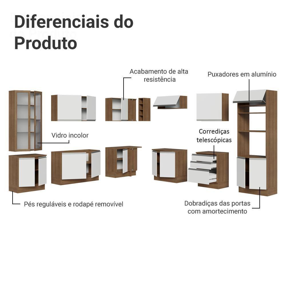 Armário De Cozinha Completa 549cm Rustic-branco Glamy Madesa 01 Rustic-branco - 2