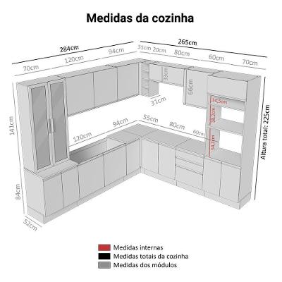 Armário De Cozinha Completa 549cm Rustic-branco Glamy Madesa 01 Rustic-branco