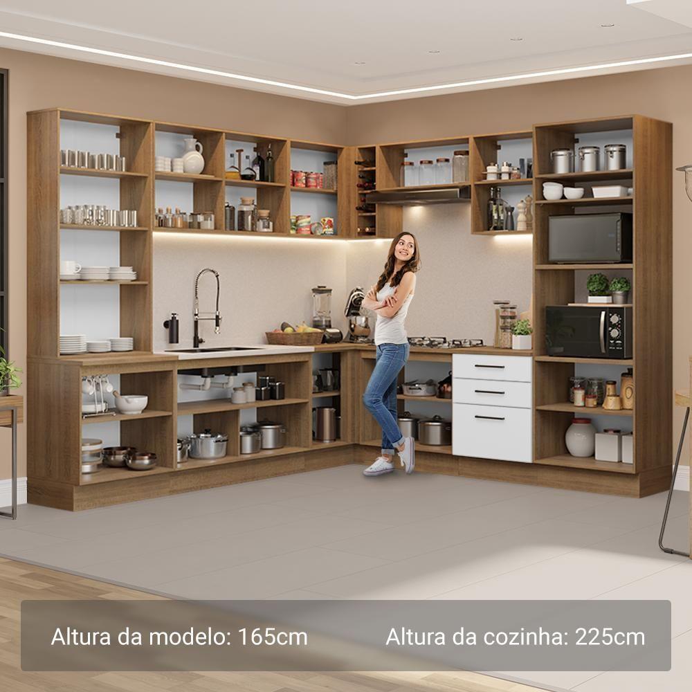 Armário De Cozinha Completa 549cm Rustic/branco Agata Madesa 01 Rustic/branco - 5