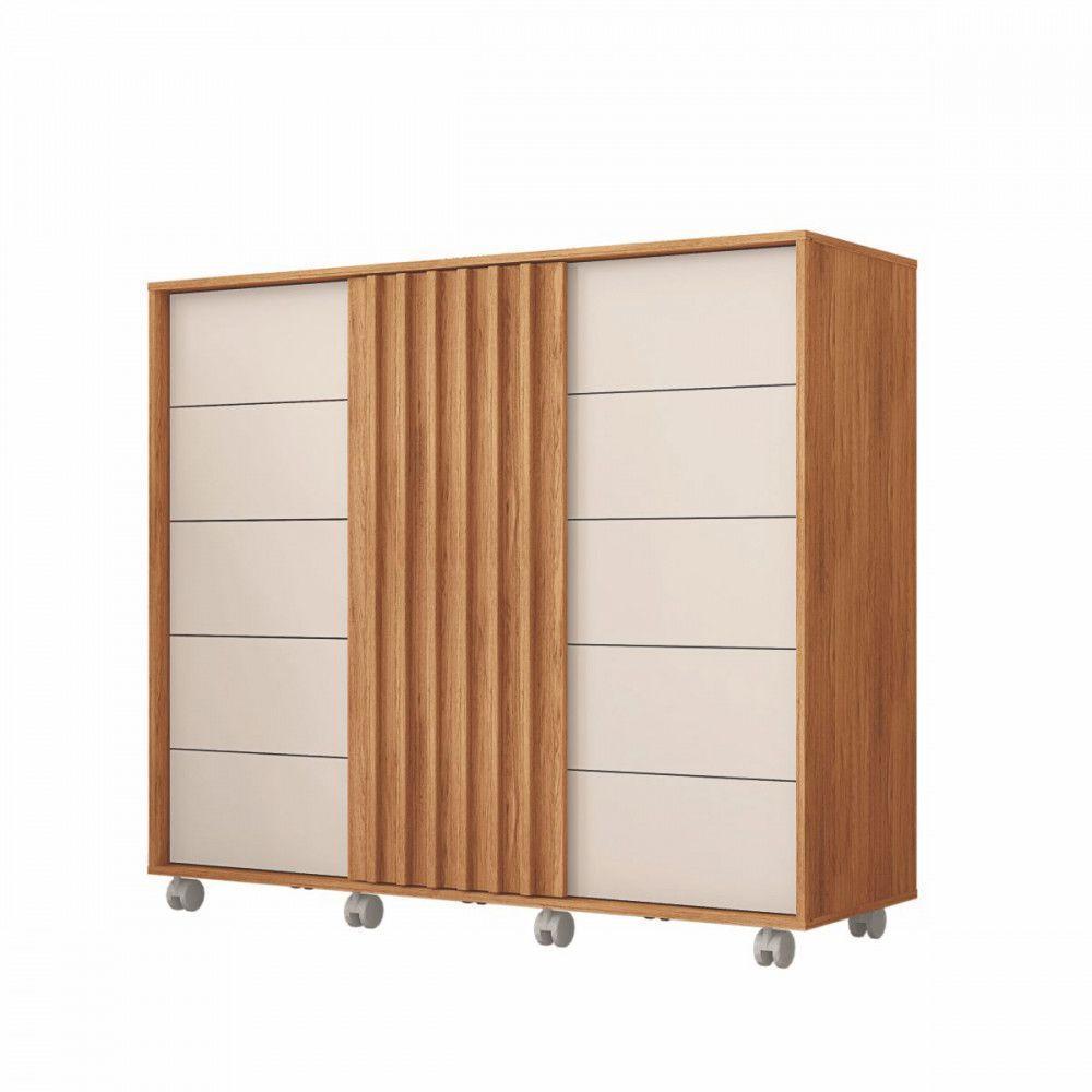 Cômoda Pegasus 5 Gavetas 2 Portas Freijo Off White Caemmun Freijo Com Off White - 2