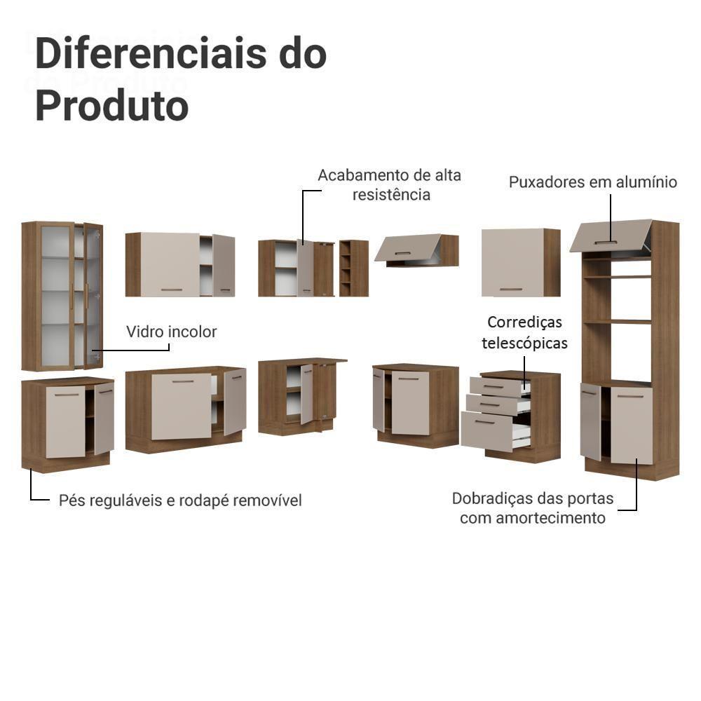 Armário De Cozinha Completa 549cm Rustic/crema Agata Madesa 01 Rustic/crema - 4