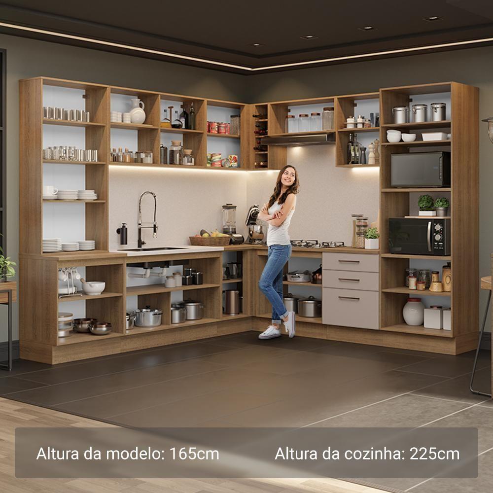 Armário De Cozinha Completa 549cm Rustic/crema Agata Madesa 01 Rustic/crema - 5