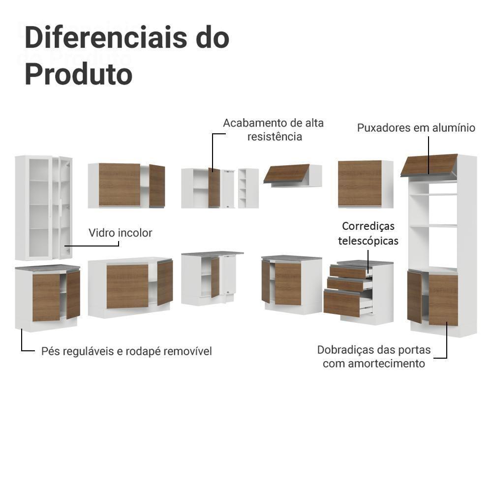Armário De Cozinha Completa 549cm Branco/rustic Glamy Madesa 01 Branco/rustic - 4
