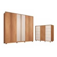 Conjunto Guarda Roupa Casal E Cômoda Freijo Off White Caemmu Freijo Com Off White - 2