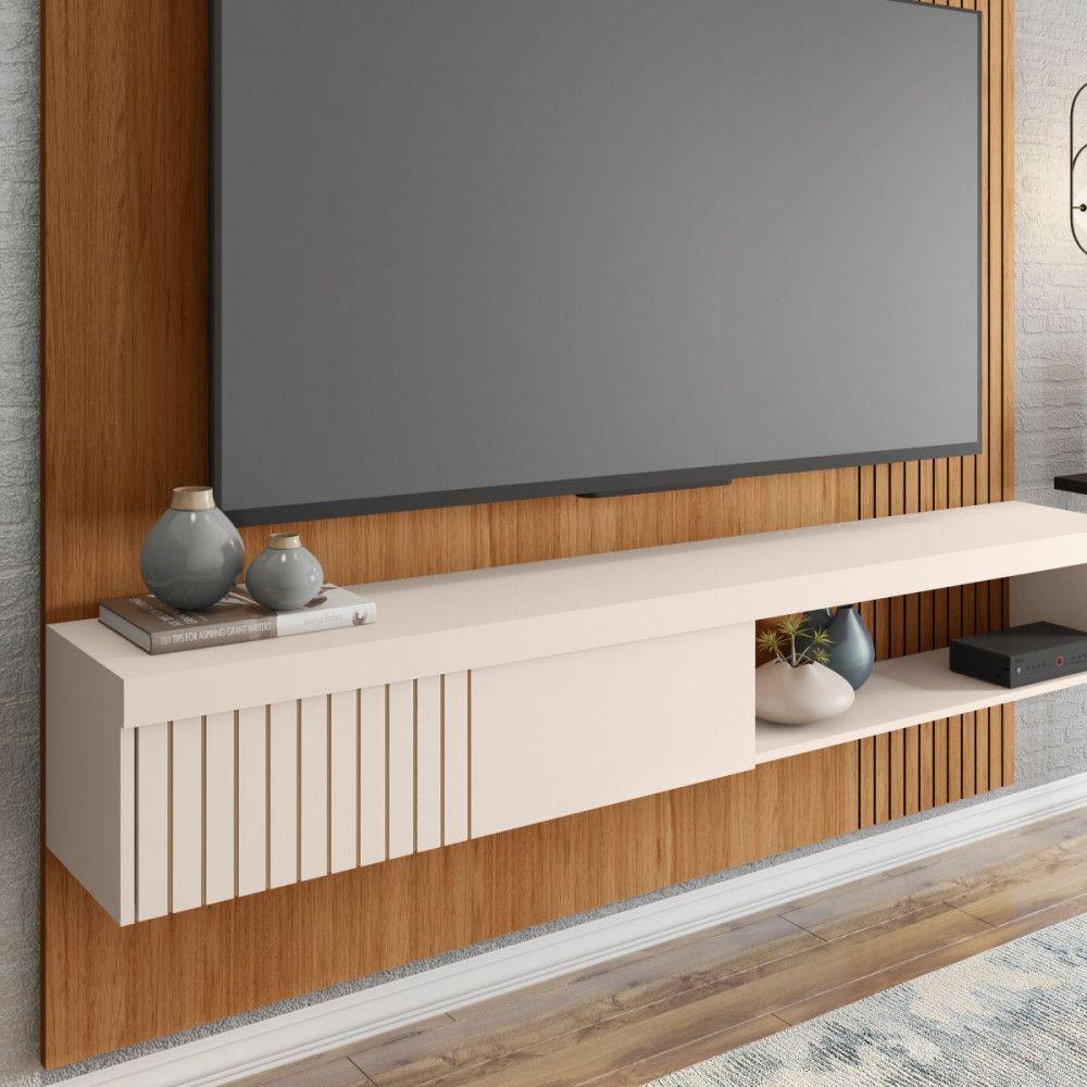 Painel Jade Para Tv Até 65 Polegada Freijo Off White Caemmun Freijo Com Off White - 3