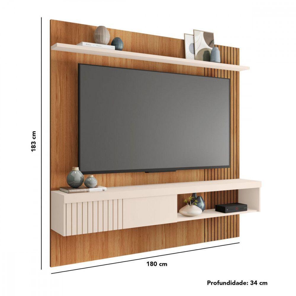 Painel Jade Para Tv Até 65 Polegada Freijo Off White Caemmun Freijo Com Off White - 4
