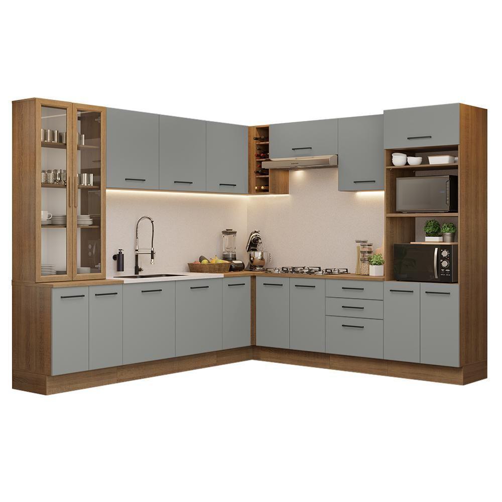 Armário De Cozinha Completa 549cm Rustic/cinza Agata Madesa 01 Rustic/cinza - 5